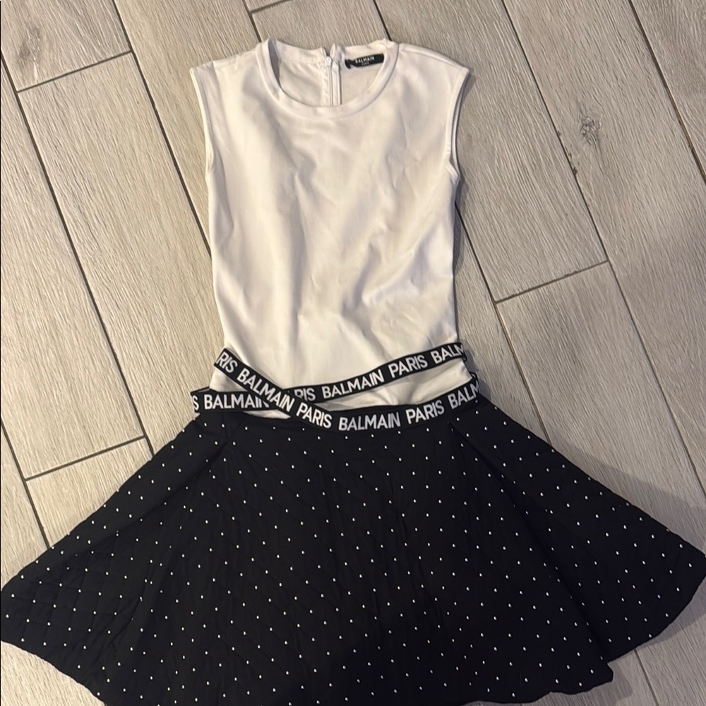 Balmain Paris White and navy dress. New without tags